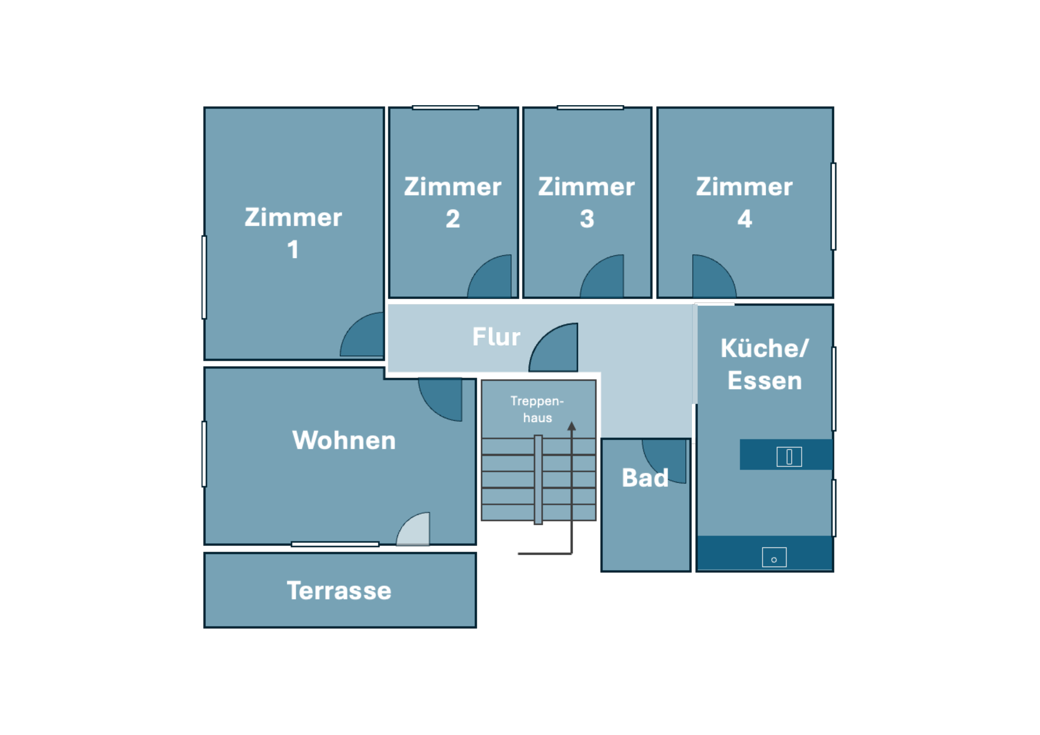 Massstabsgetreu nachgezeichneter Grundriss der 5.5-Zimmer-Wohnung